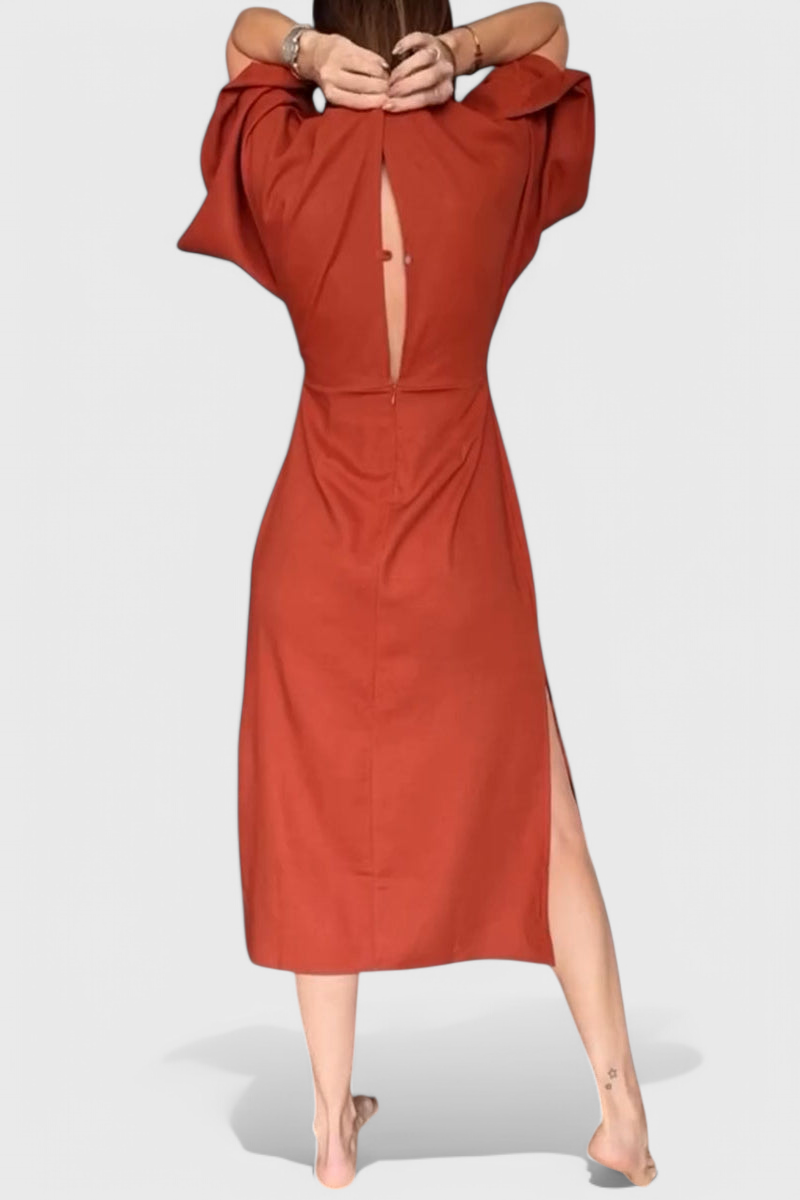 Elsa Vestido Relaxed con Escote en V y Cordones