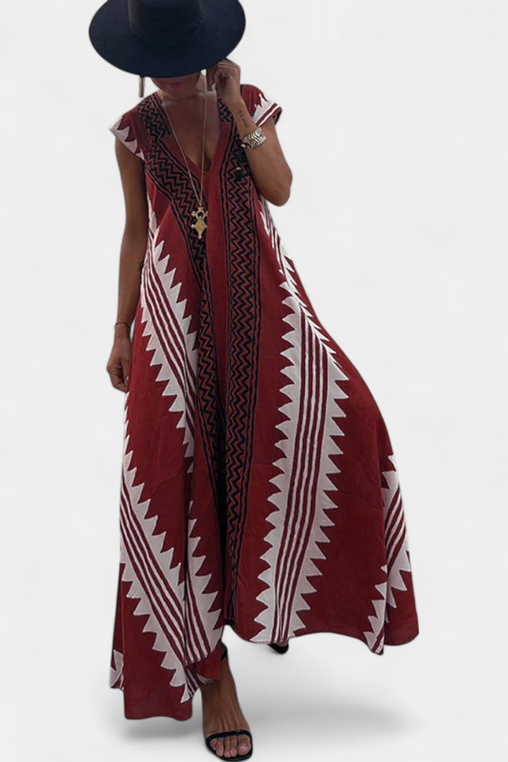 Dakota Vestido Maxi Bohemio con Motivo Geométrico
