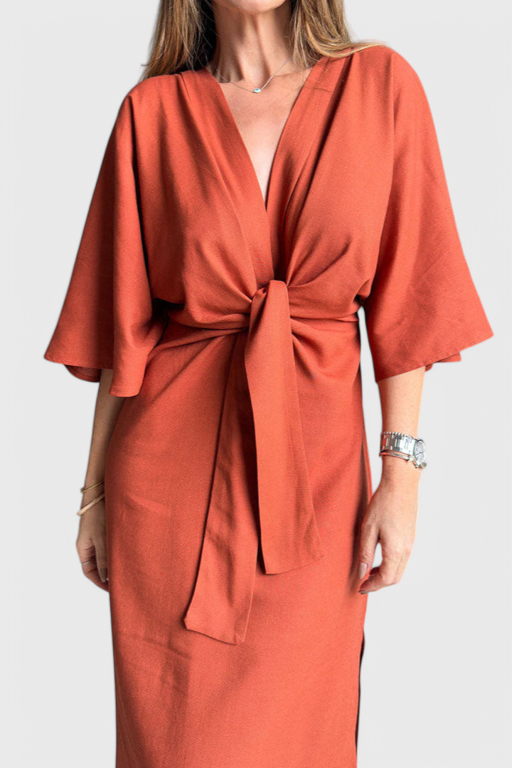 Elsa Vestido Relaxed con Escote en V y Cordones