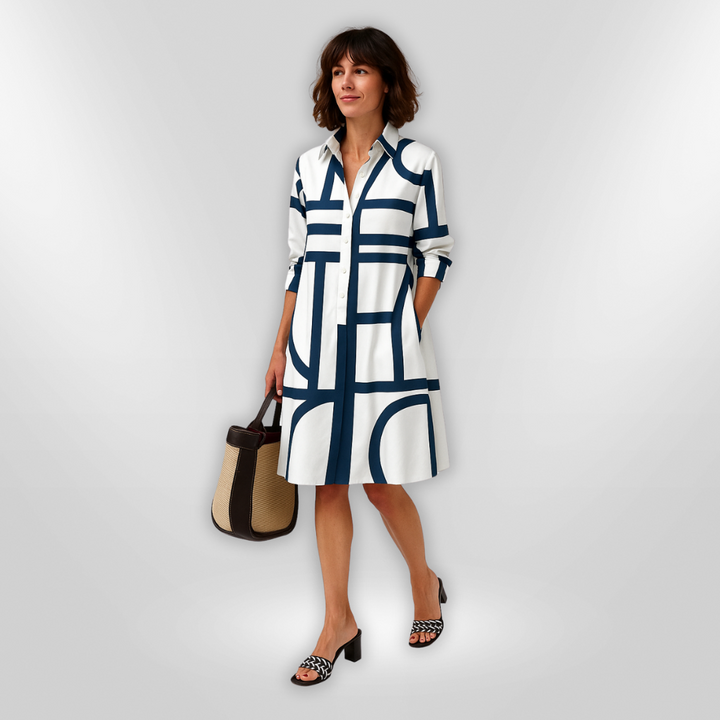 Alma | Vestido midi con estampado geométrico