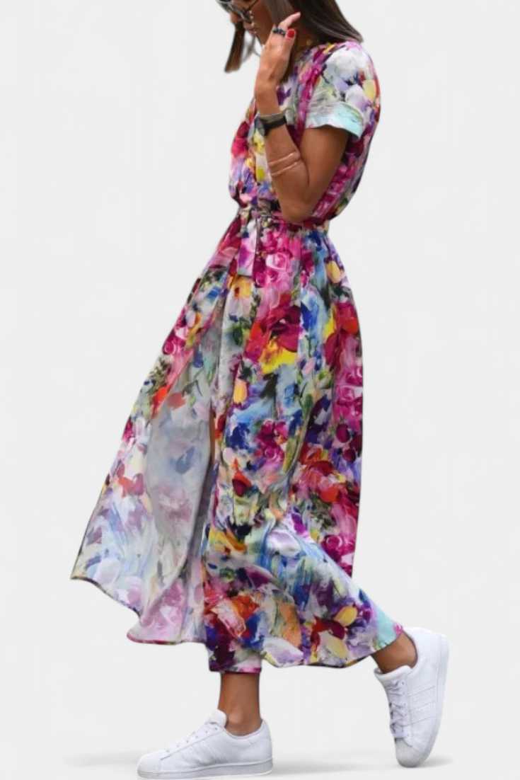 Lilith Vestido Cruzado de Verano con Estampado Elegante