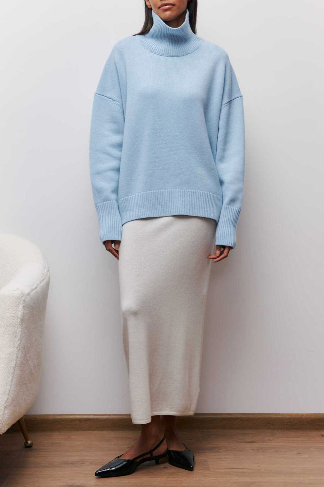 Sophie Jersey Oversized de Cuello Alto Cielo Despejado