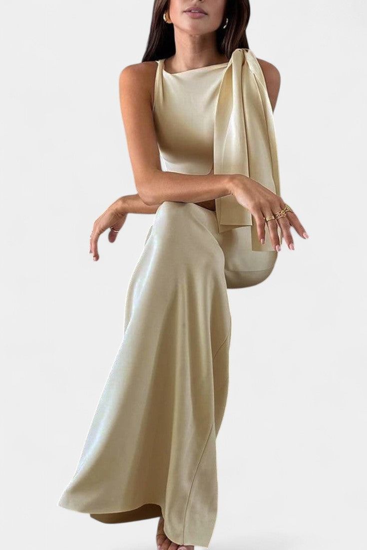 Hope Vestido Maxi Drapado de Un Hombro