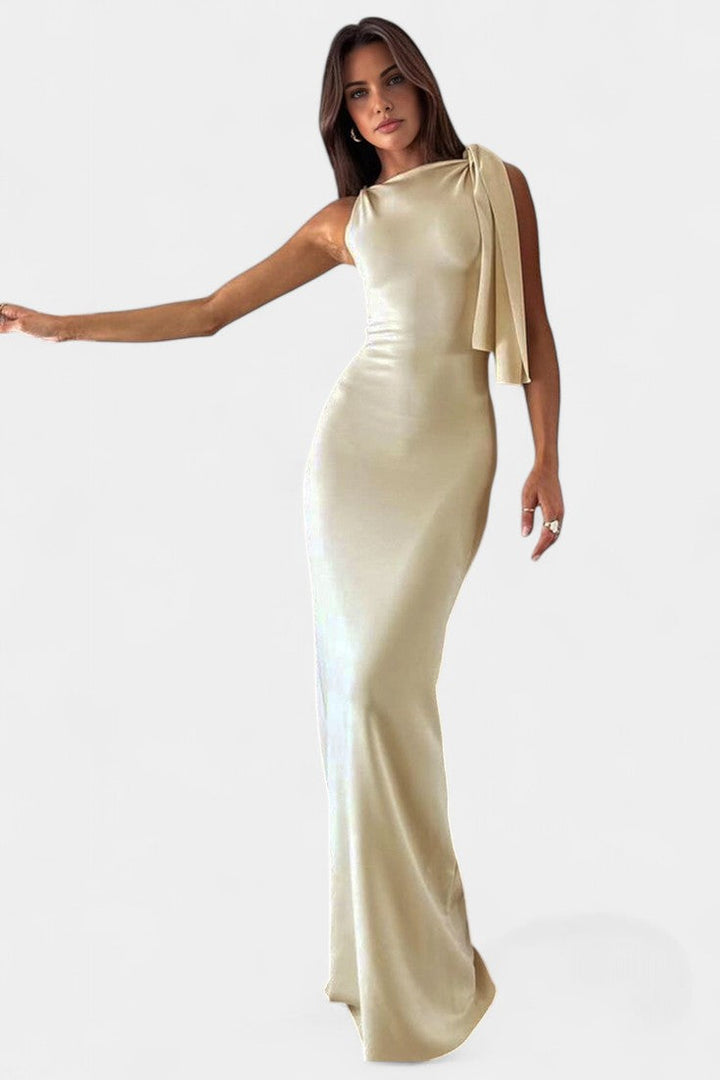 Hope Vestido Maxi Drapado de Un Hombro