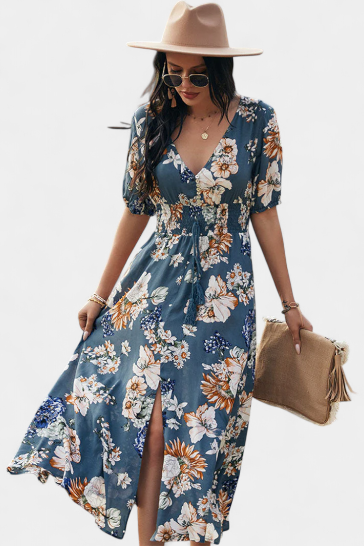Bonnie Vestido de Verano con Estampado Floral y Silueta Definida