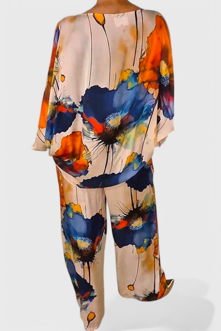 Karoline Conjunto Floral de Dos Piezas con Ajuste Relajado
