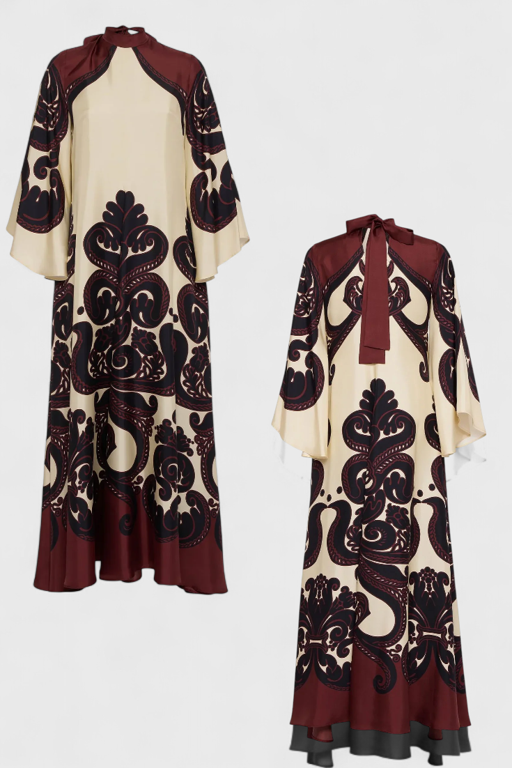 Maritza Vestido con Estampado de Grenadilla y Cuello Alto