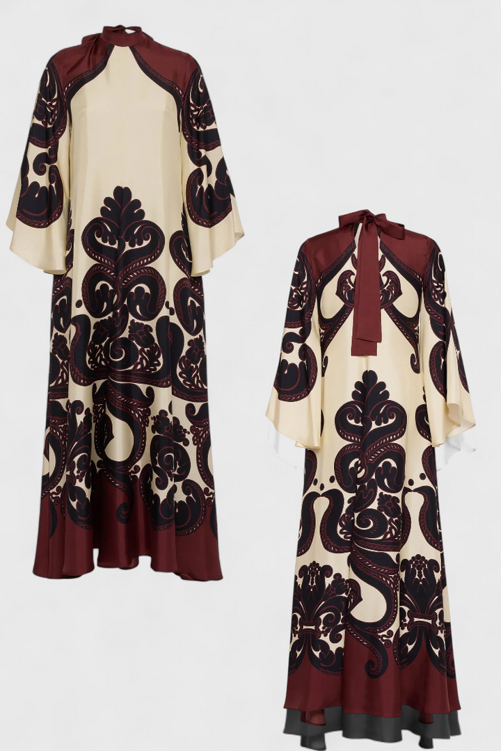 Maritza Vestido con Estampado de Grenadilla y Cuello Alto