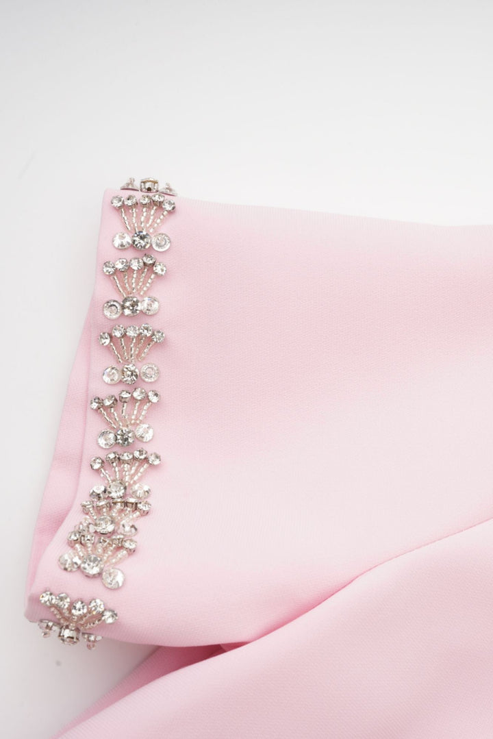 Linda Vestido Midi Acampanado con Lazo de Cristal