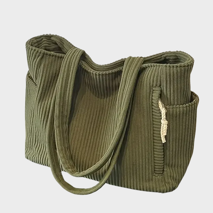Martina | Bolso de mano de canalé con detalle de cordón