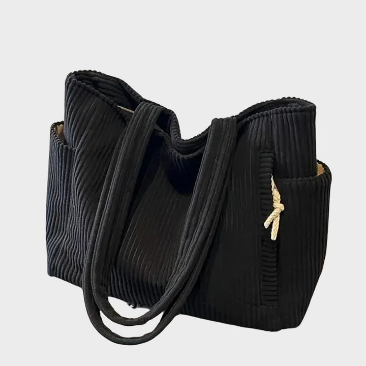 Martina | Bolso de mano de canalé con detalle de cordón