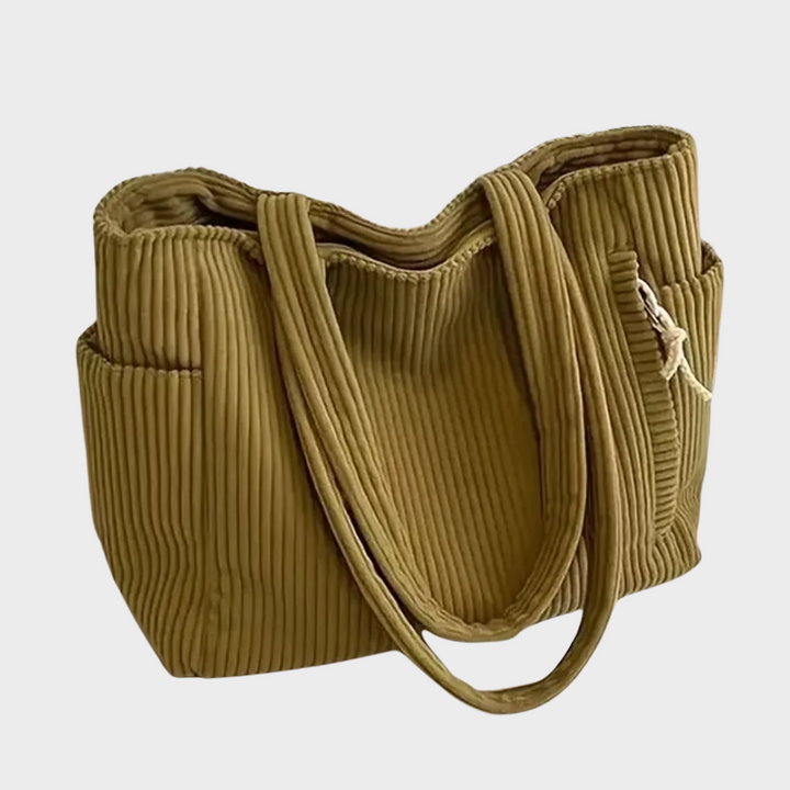 Martina | Bolso de mano de canalé con detalle de cordón