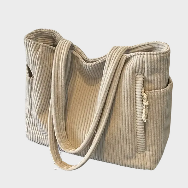 Martina | Bolso de mano de canalé con detalle de cordón
