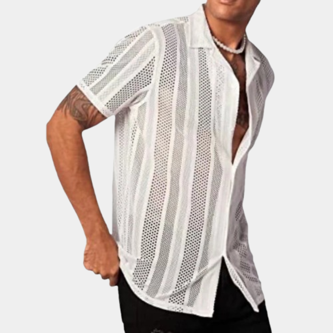 Alvaro | Camisa de punto de manga corta con botones
