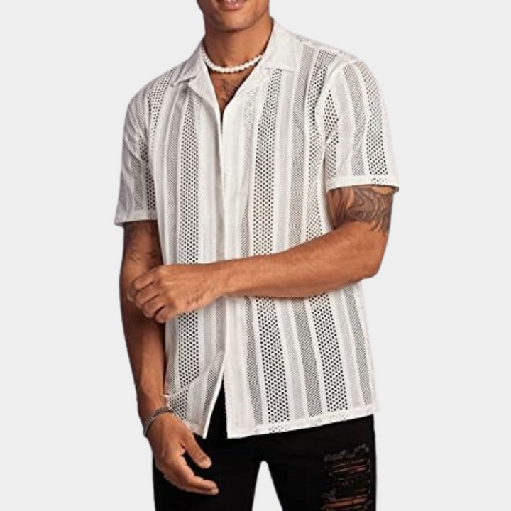 Alvaro | Camisa de punto de manga corta con botones