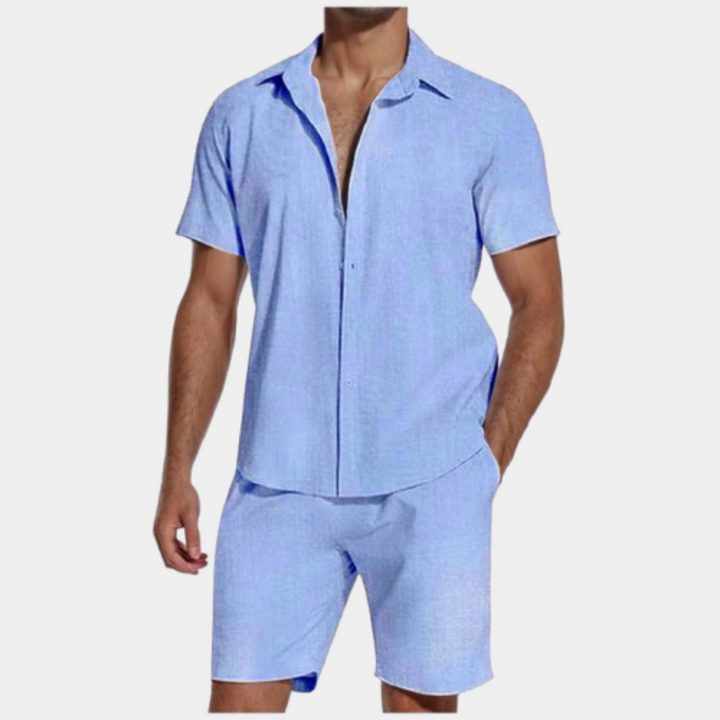 León | Camisa de lino de manga corta con solapa