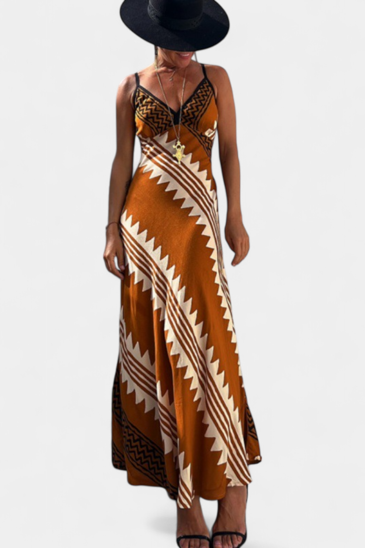 Dakota Vestido Maxi Bohemio con Motivo Geométrico