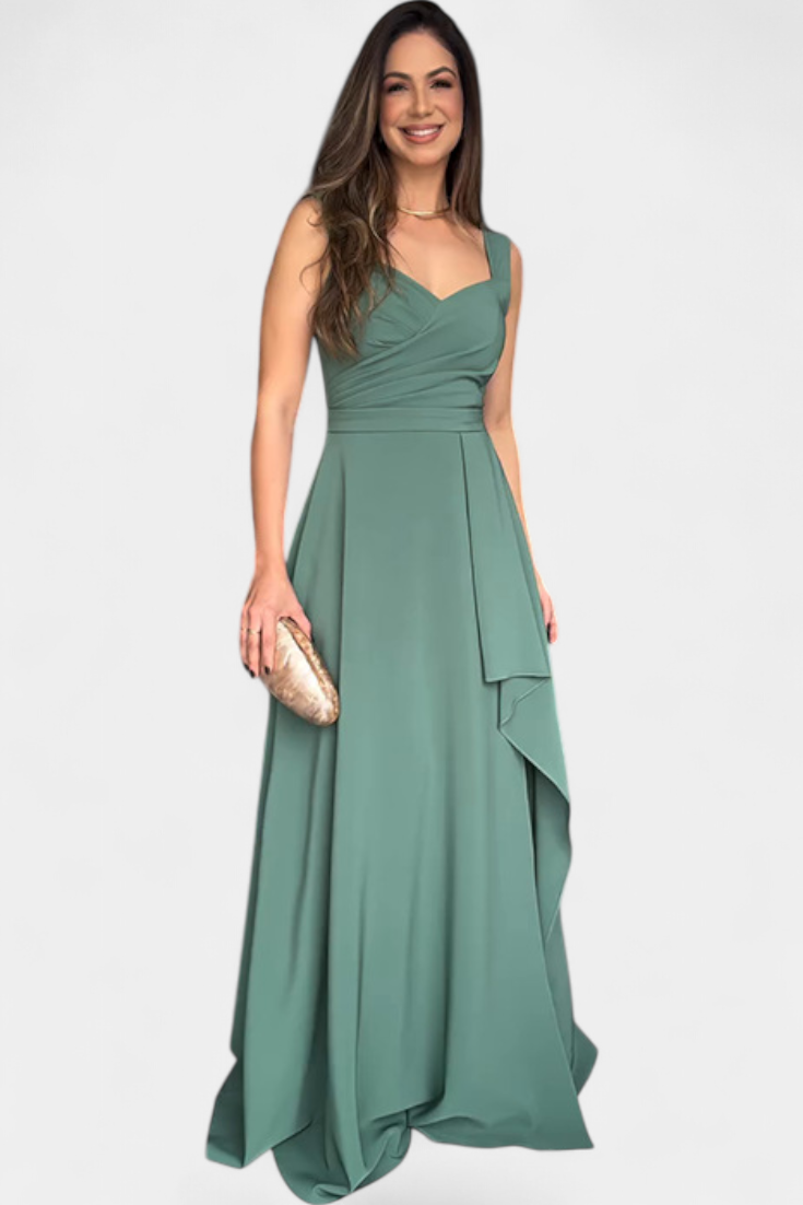 Yesenia Vestido con Lazo en la Espalda y Drapeado Frontal