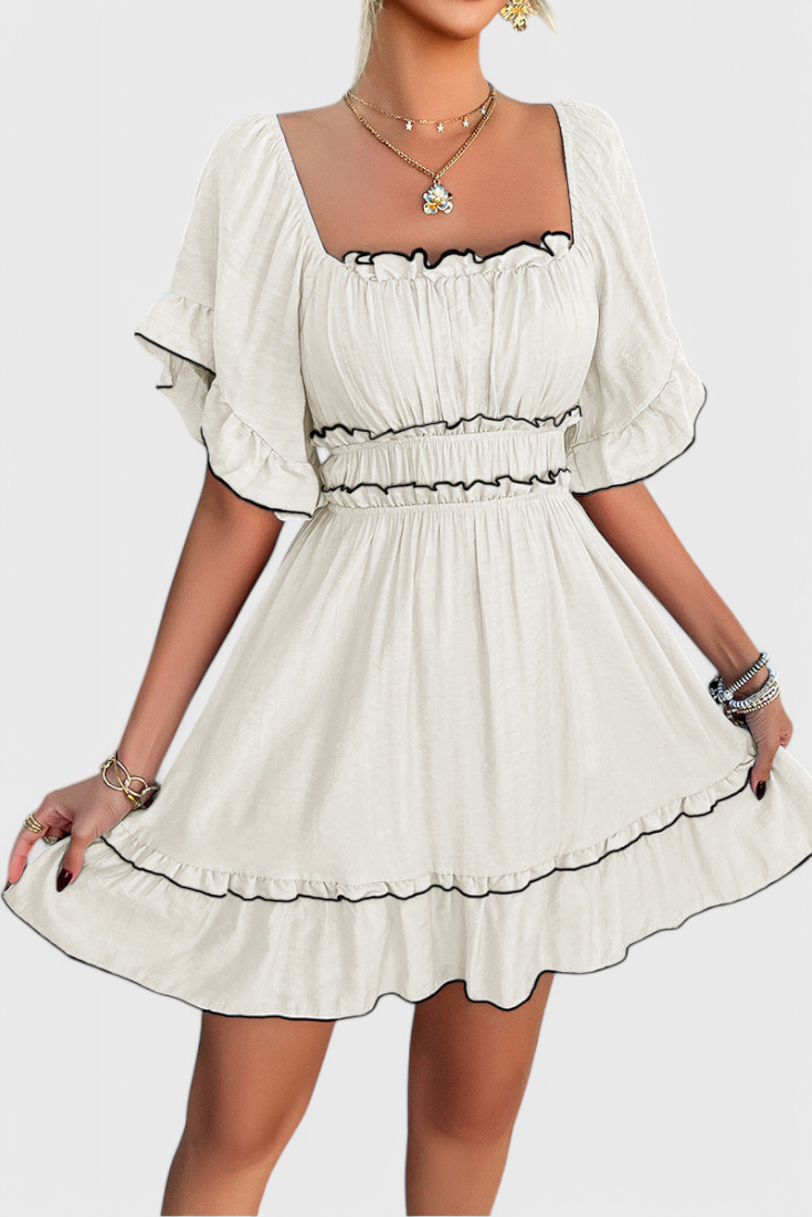 Noémie Vestido Mini con Detalles de Volantes