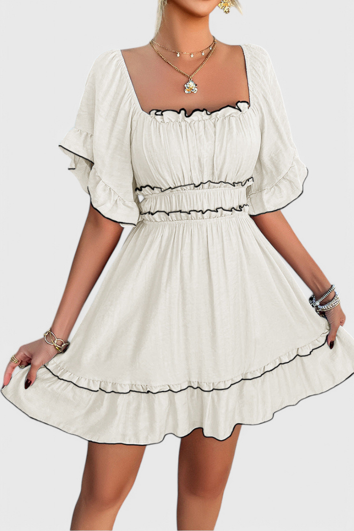 Noémie Vestido Mini con Detalles de Volantes