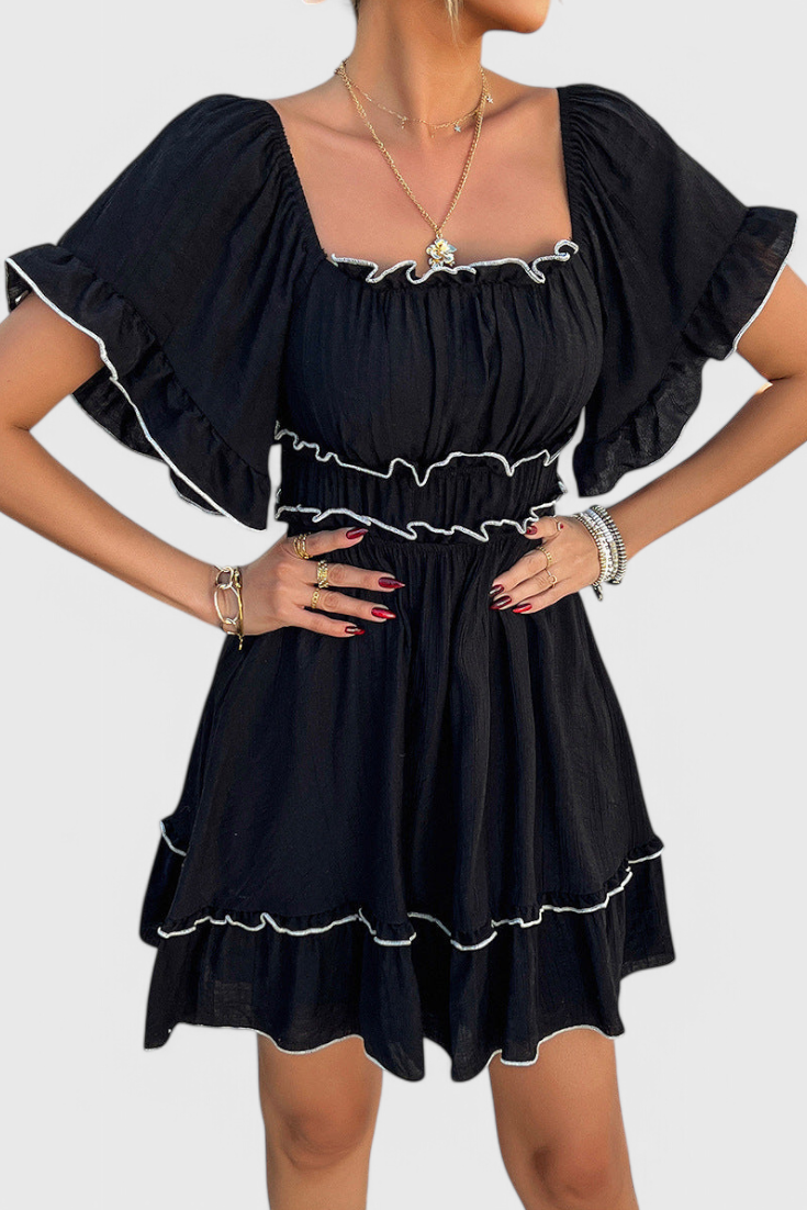 Noémie Vestido Mini con Detalles de Volantes