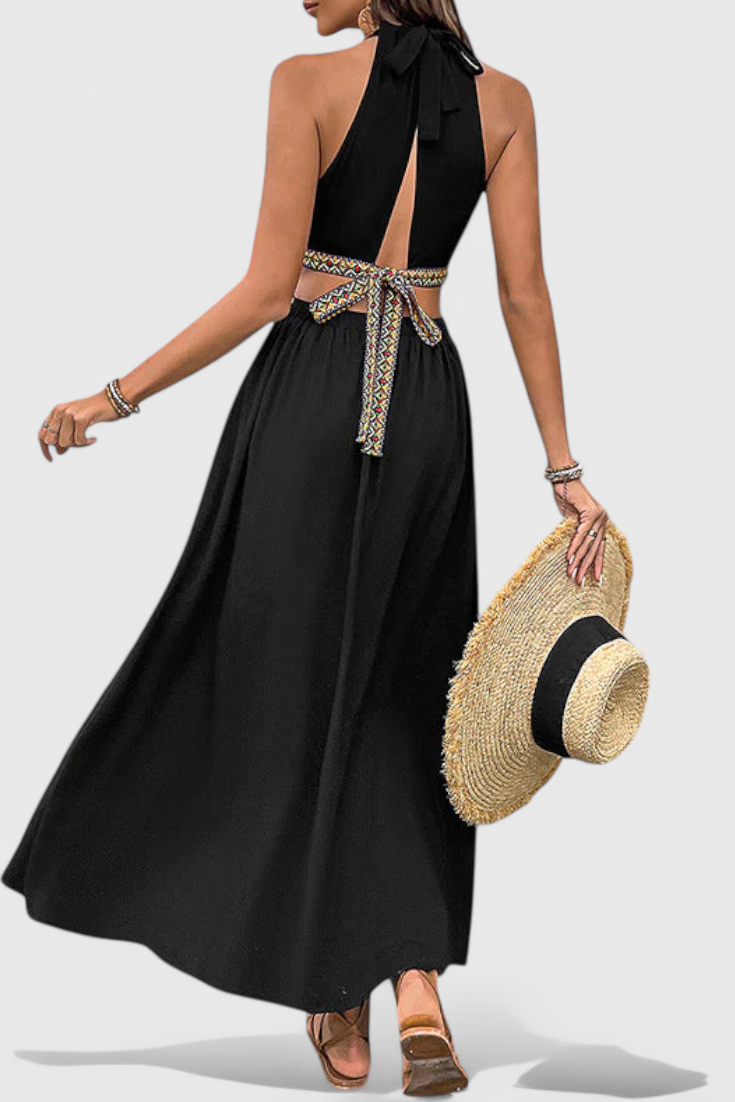 Sorina Vestido Midi Halter con Cortes