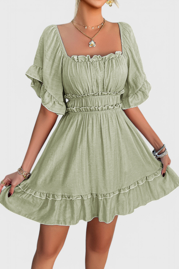 Noémie Vestido Mini con Detalles de Volantes