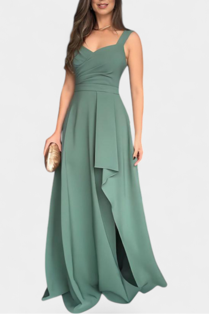 Yesenia Vestido con Lazo en la Espalda y Drapeado Frontal