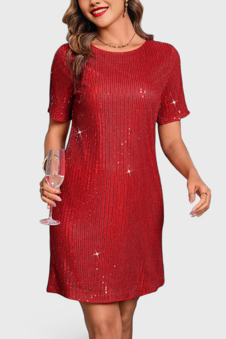 Loreen Vestido Mini con Brillos y Corte Relajado