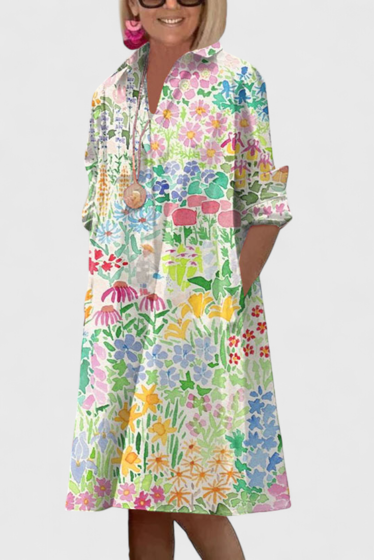 Larissa Vestido Floral Acuarela de Primavera