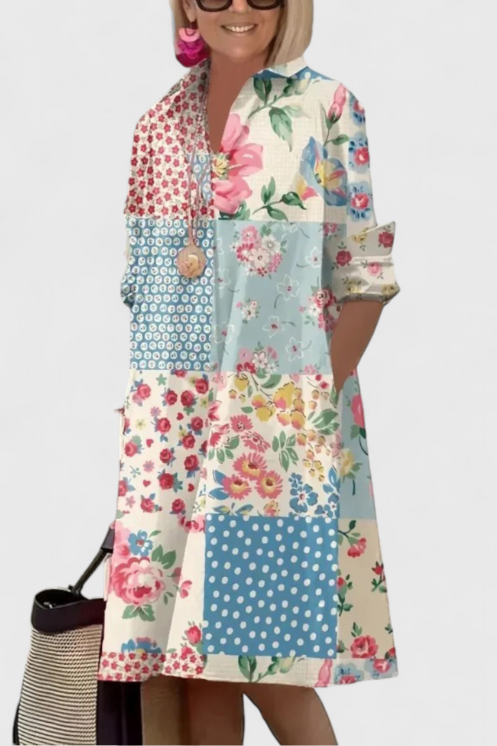 Larissa Vestido Patchwork Floral Vintage