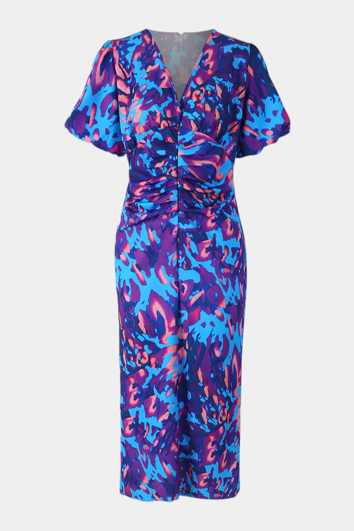 Wibia Vestido Estampado con Mangas Volumen y Fruncido