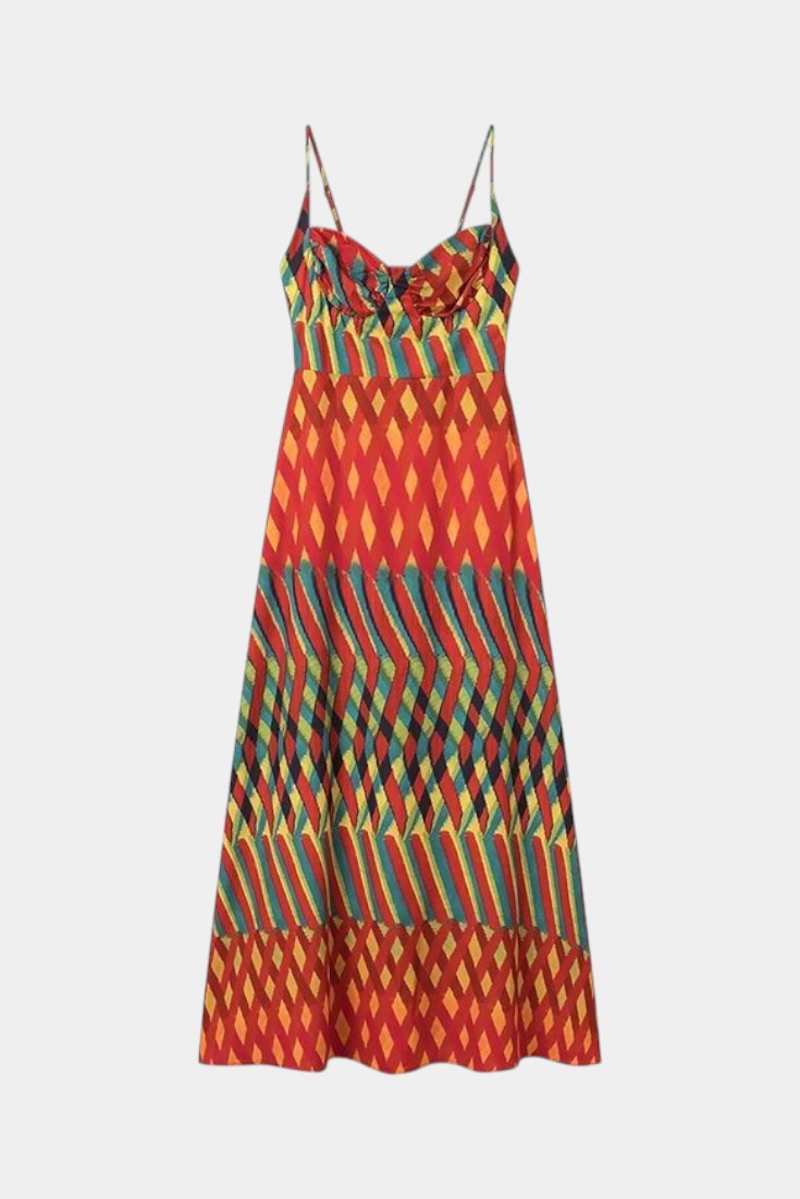 Océana Vestido Maxi Halter Abstracto