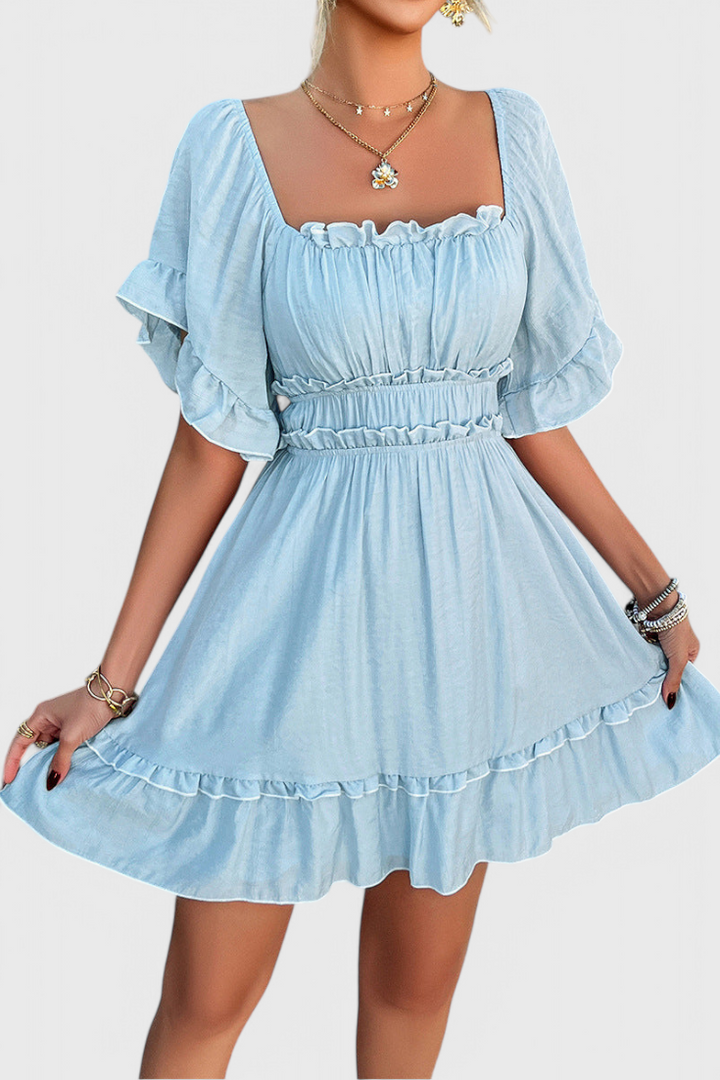 Noémie Vestido Mini con Detalles de Volantes