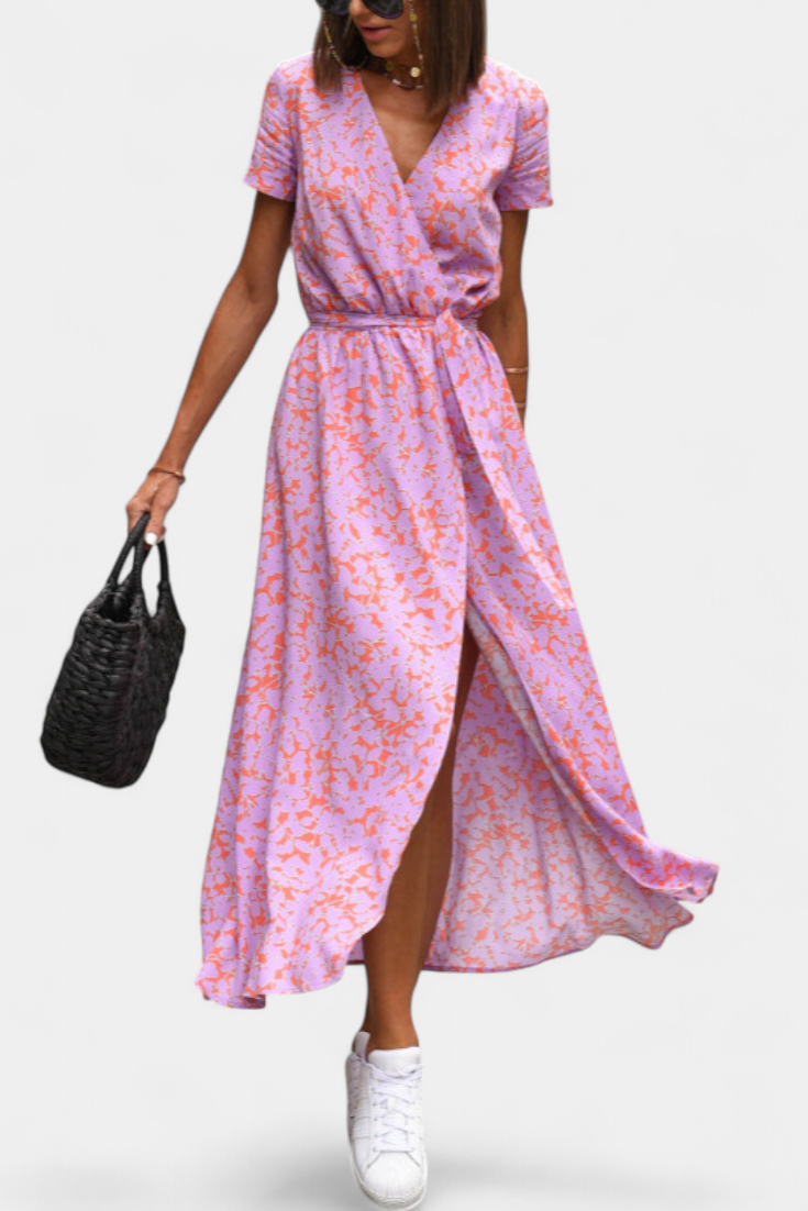 Lilith Vestido Cruzado de Verano con Estampado Elegante