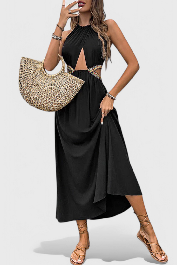 Sorina Vestido Midi Halter con Cortes