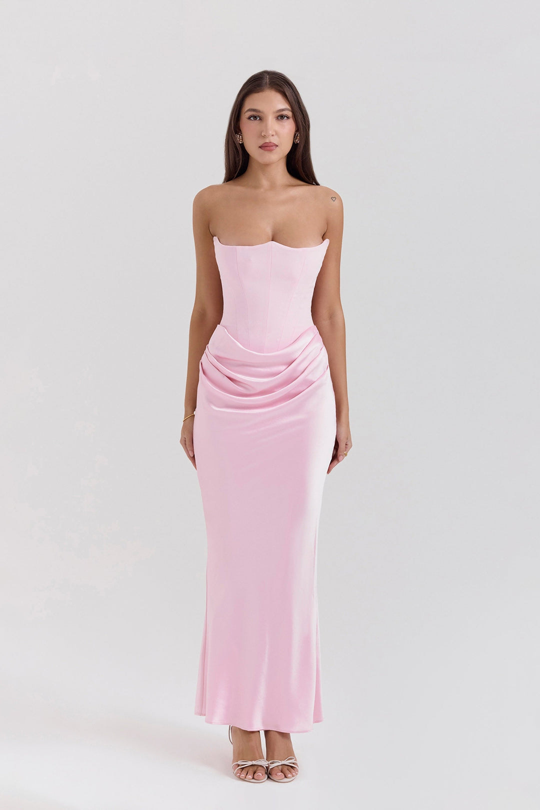 Emily Vestido Maxi Drapado Sin Tirantes