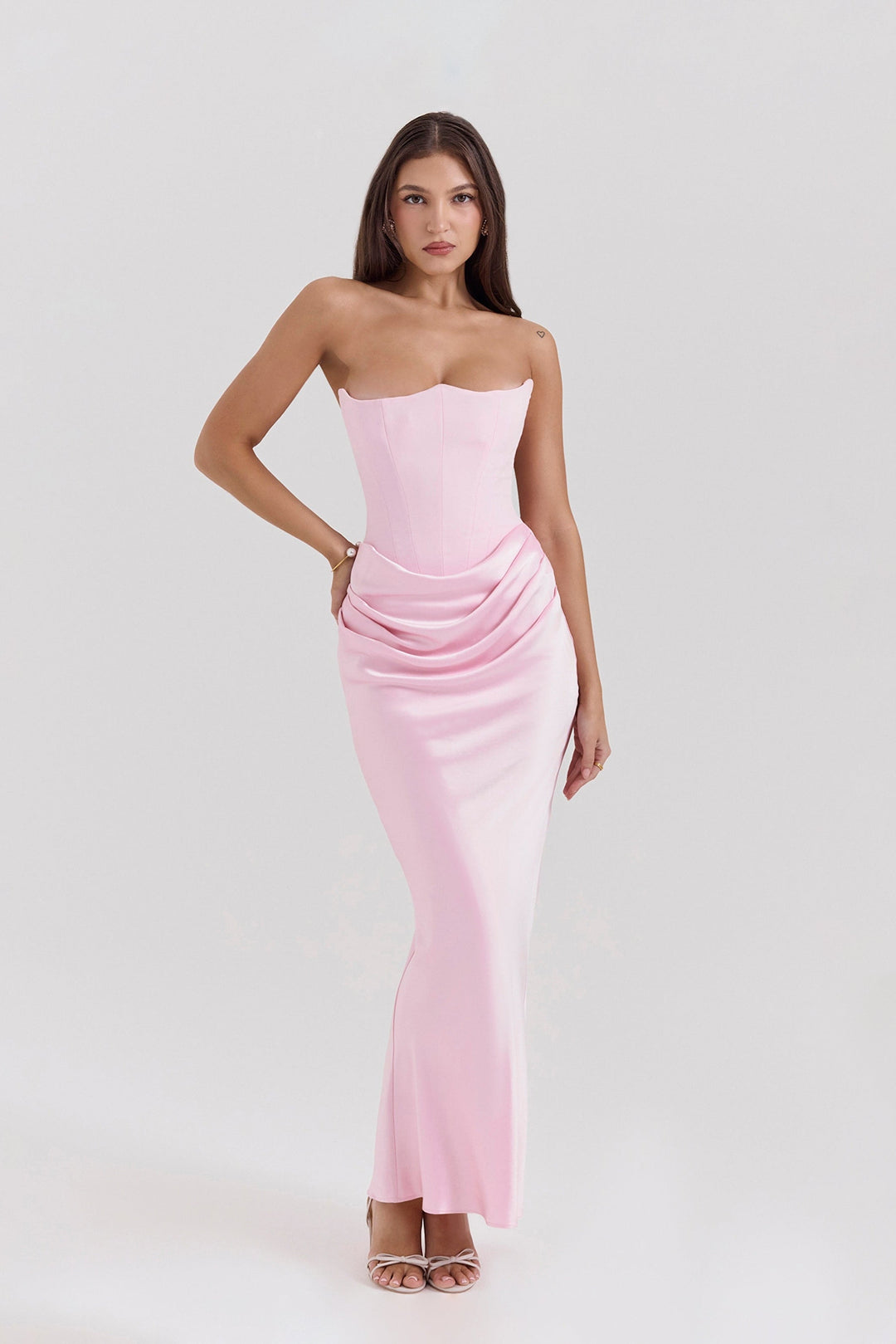 Emily Vestido Maxi Drapado Sin Tirantes