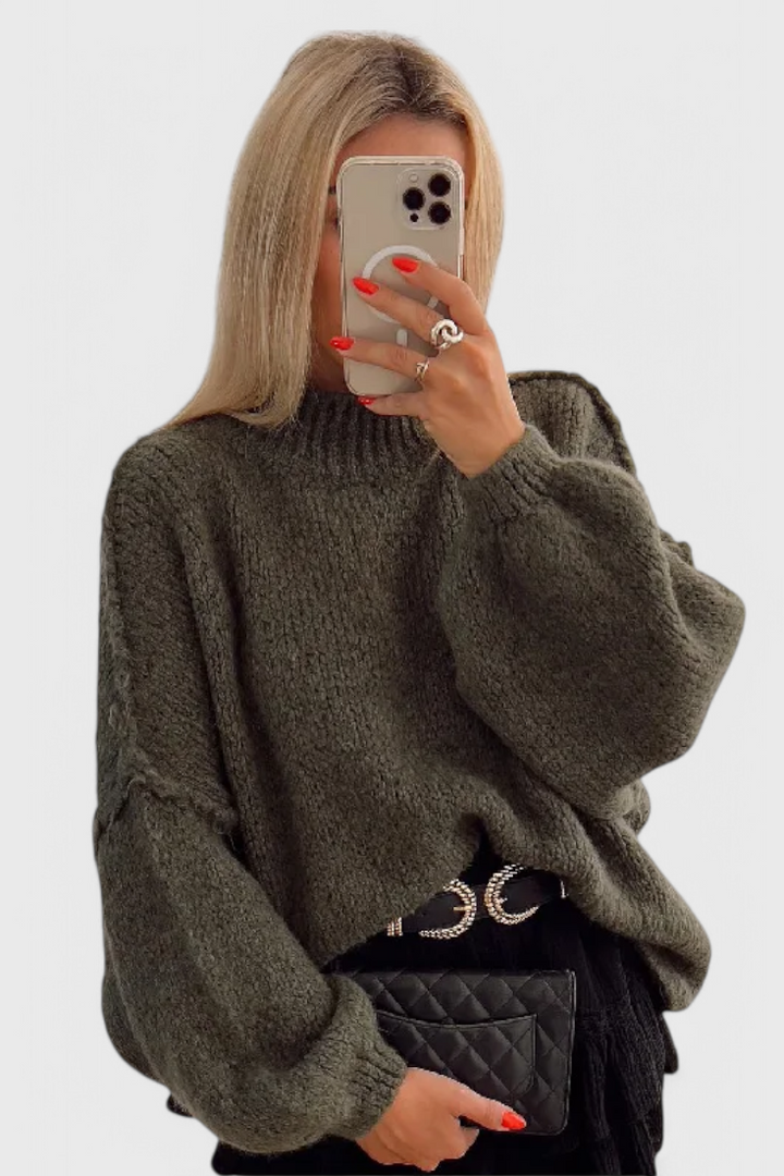 Cassia Jersey de Punto Oversized con Mangas Globo