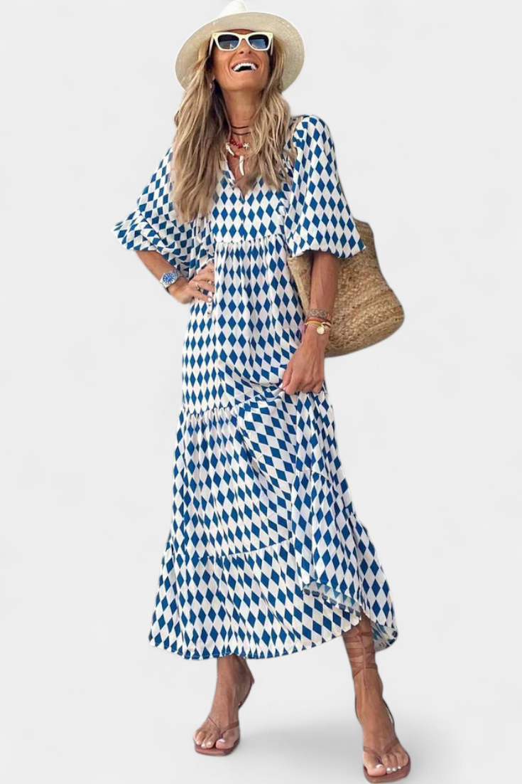 Aroa Vestido Boho con Estampado Artístico y Silueta Fluida