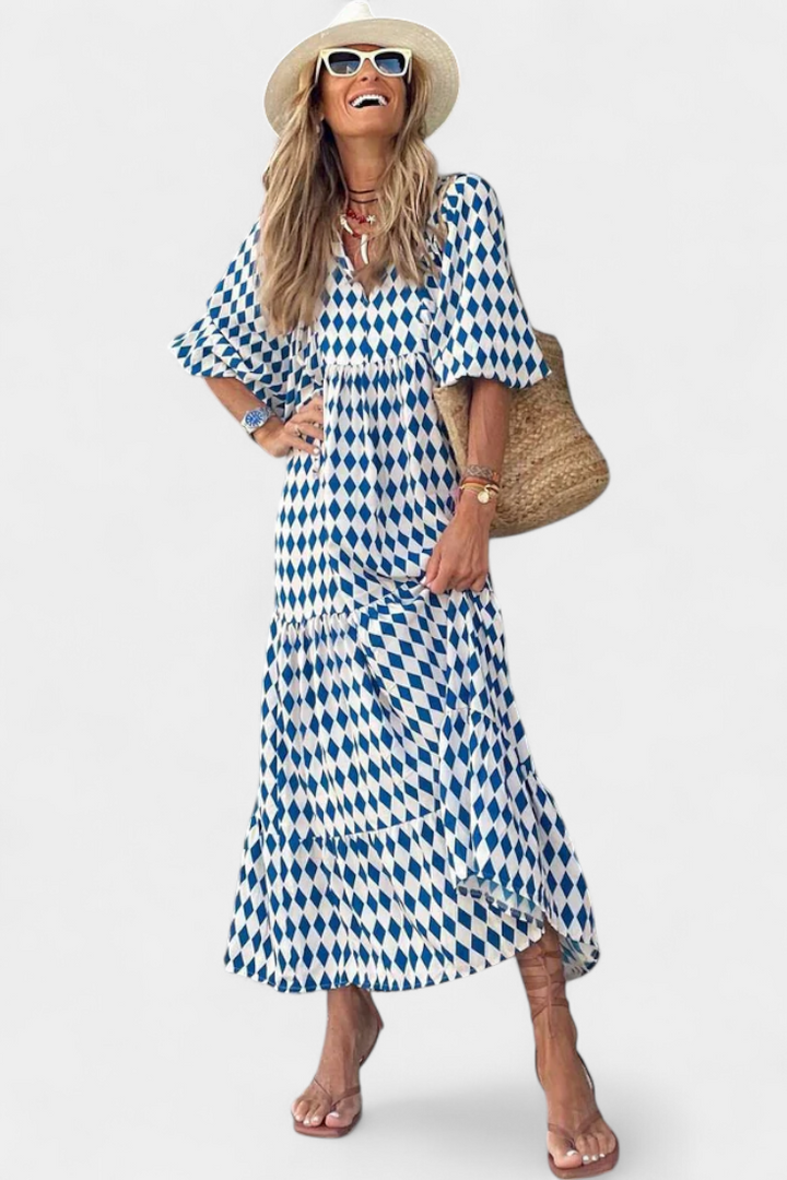 Aroa Vestido Boho con Estampado Artístico y Silueta Fluida