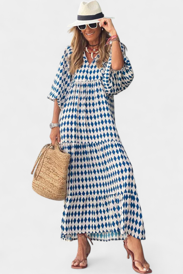 Aroa Vestido Boho con Estampado Artístico y Silueta Fluida
