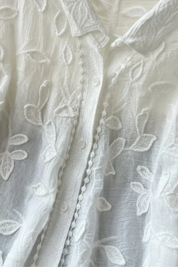 Prairie Camisa de Encaje Bordado