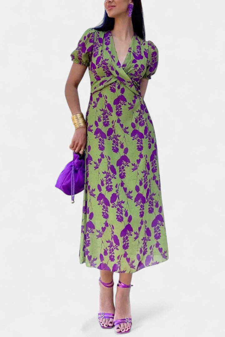Elara Vestido de Elegancia Floral Anudada