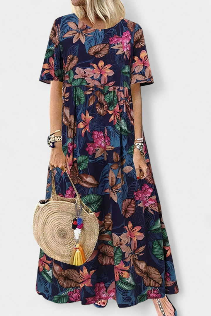 Kareela Vestido Largo Floral de Estilo Relajado