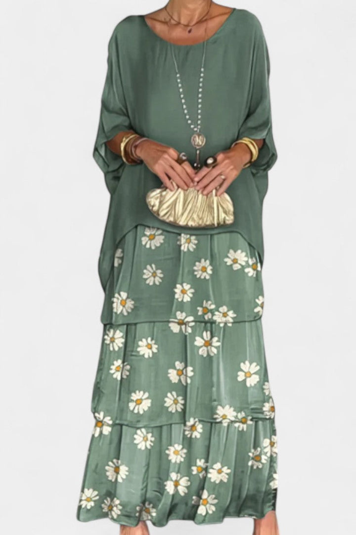 Caroline Vestido Maxi de Batwing con Estampado