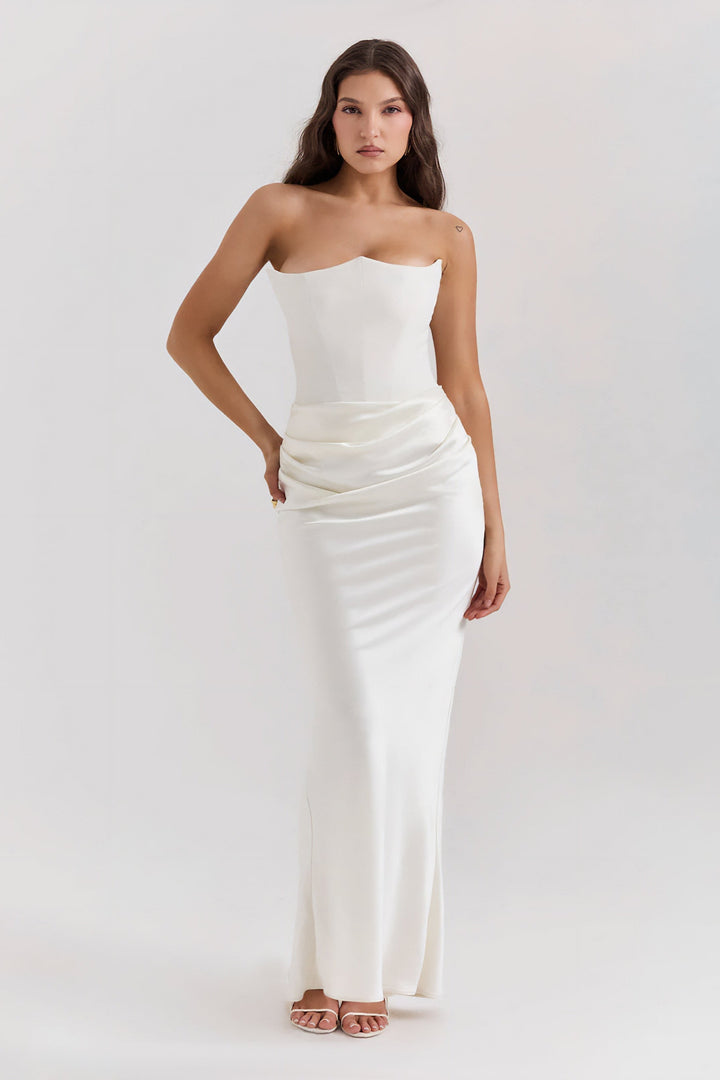 Emily Vestido Maxi Drapado Sin Tirantes