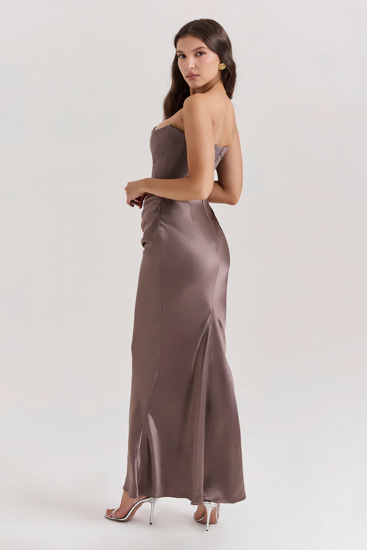 Emily Vestido Maxi Drapado Sin Tirantes