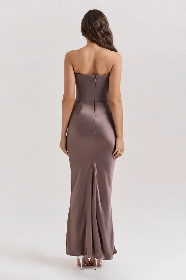 Emily Vestido Maxi Drapado Sin Tirantes