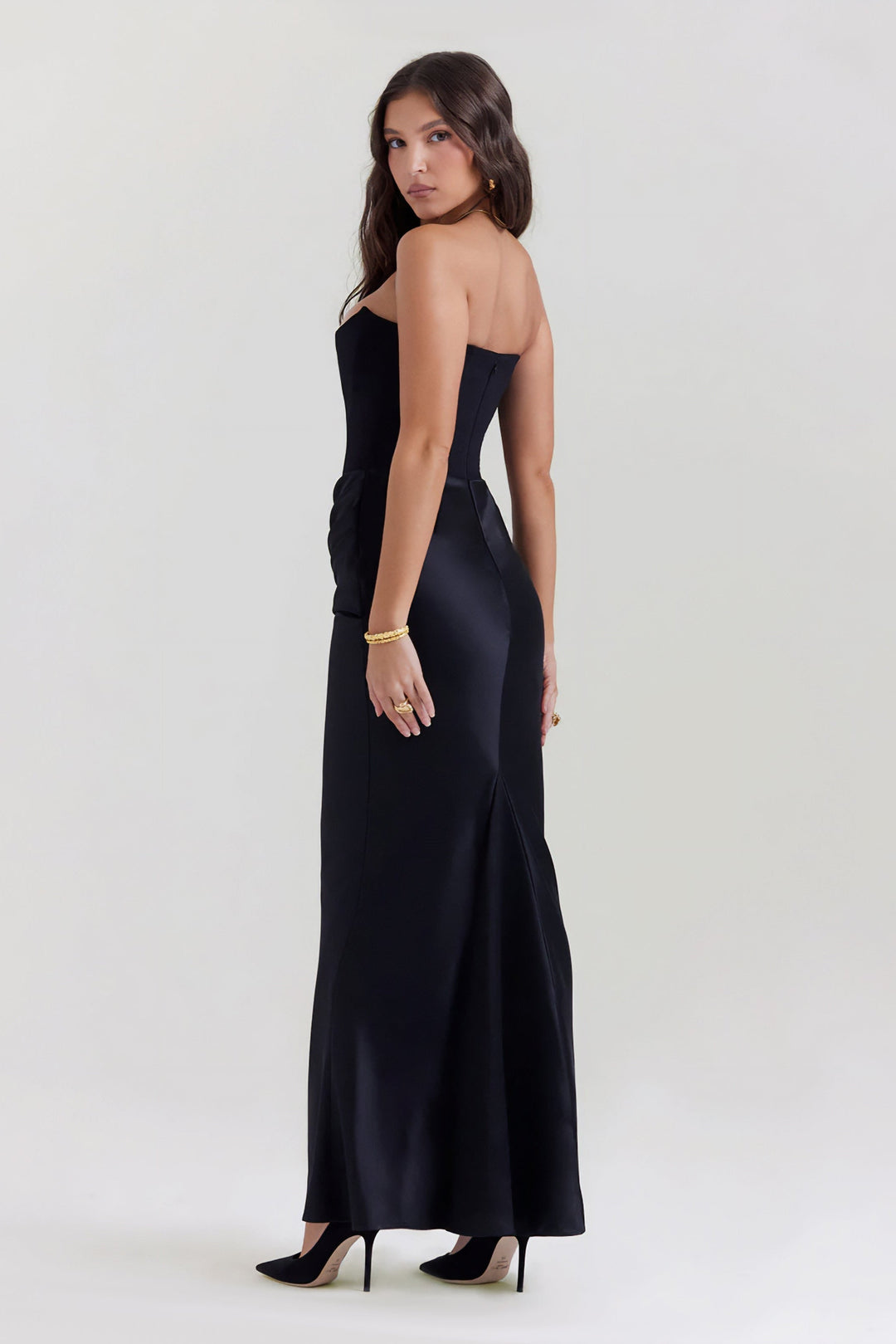 Emily Vestido Maxi Drapado Sin Tirantes